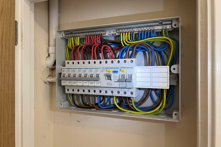 Open consumer unit with unlabelled circuits